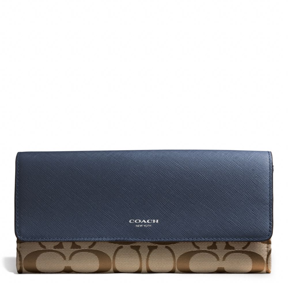 SIGNATURE SLIM ENVELOPE WALLET - SILVER/KHAKI/NAVY - COACH F50859