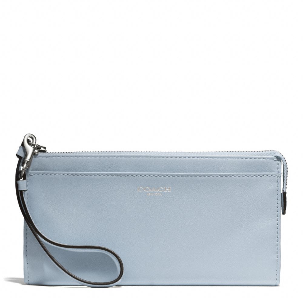 COACH BLEECKER LEATHER ZIPPY WALLET - SILVER/POWDER BLUE - f50860