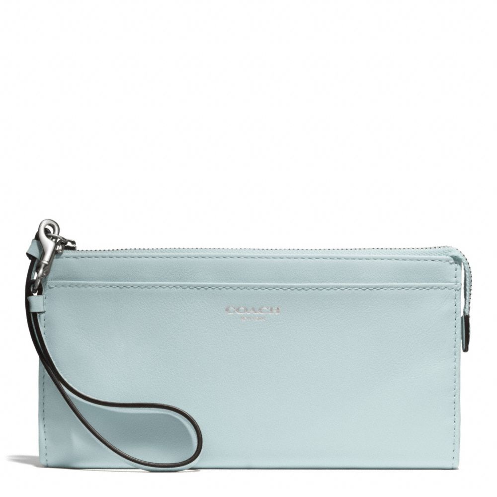 COACH F50860 BLEECKER LEATHER ZIPPY WALLET SILVER/SEA-MIST