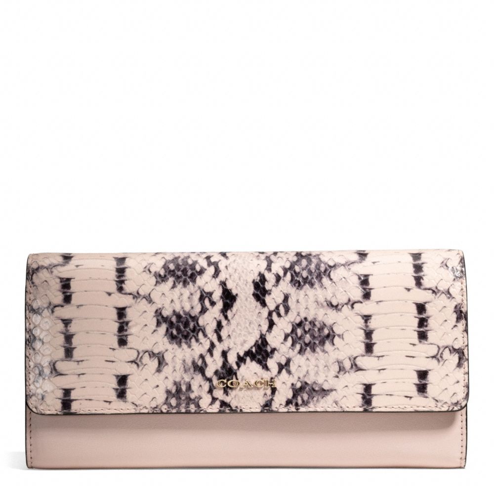 COACH F50863 MADISON TWO-TONE PYTHON EMBOSSED LEATHER SLIM ENVELOPE WALLET LIGHT-GOLD/BLUSH