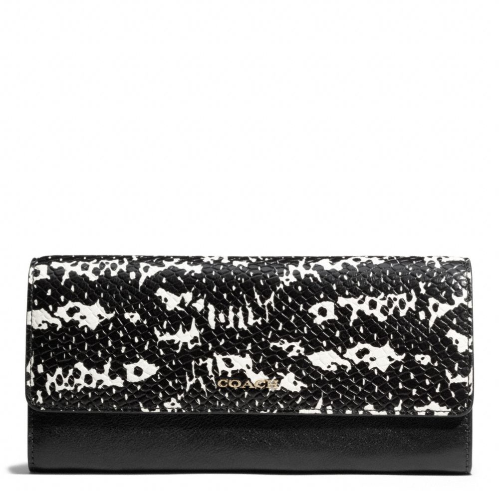 MADISON TWO TONE PYTHON EMBOSSED LEATHER SLIM ENVELOPE WALLET COACH F50863
