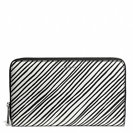 COACH BLEECKER BLACK AND WHITE PRINT COATED CANVAS CONTINENTAL ZIP WALLET - SILVER/WHITE MULTICOLOR - f50870