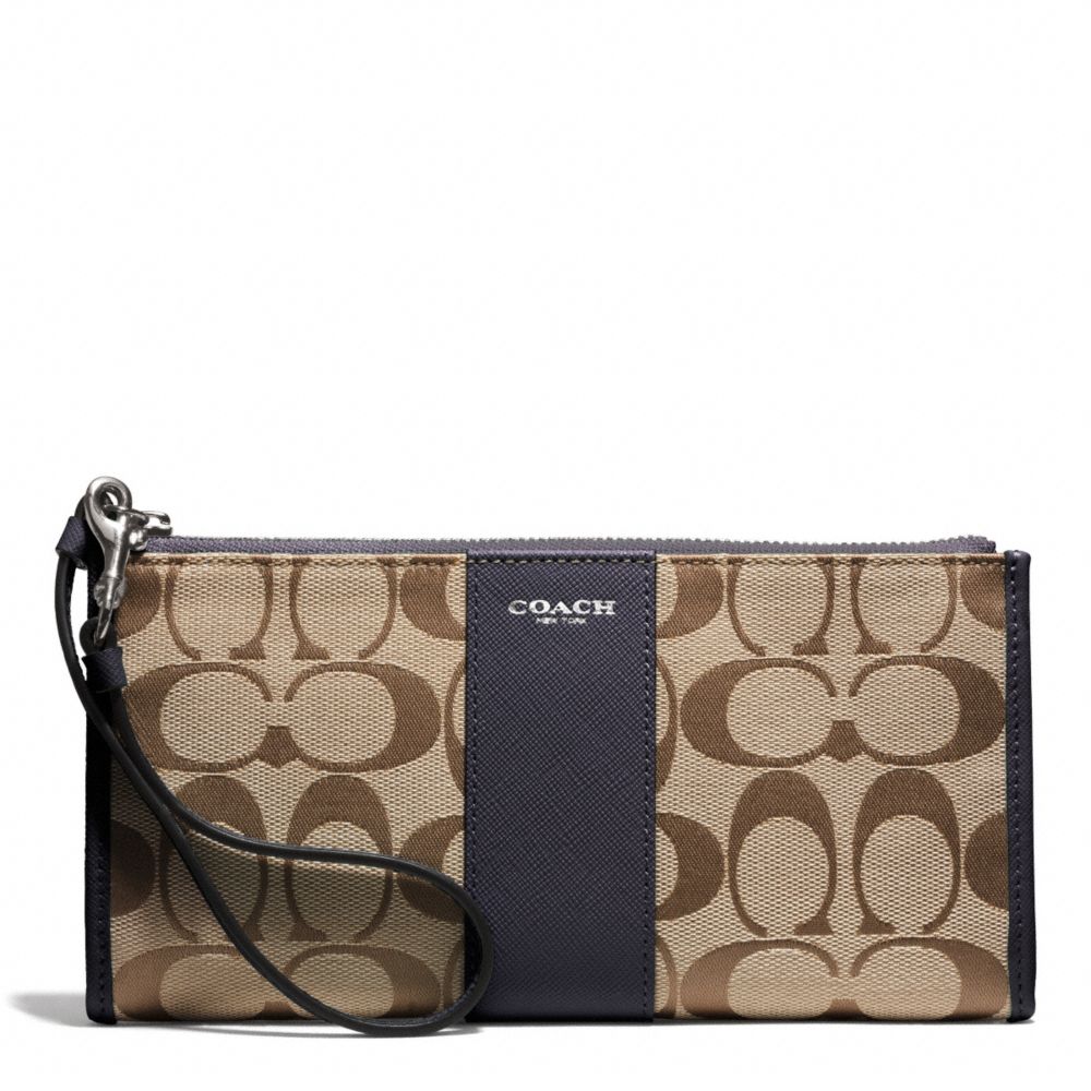 COACH F50871 SIGNATURE ZIPPY WALLET SILVER/KHAKI/ULTRA-NAVY