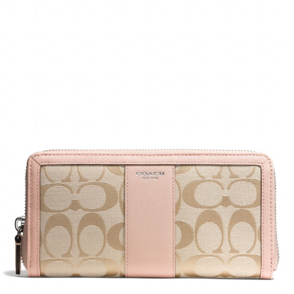 COACH SIGNATURE ACCORDION ZIP WALLET - SILVER/LT KHAKI/PEACH ROSE - f50879