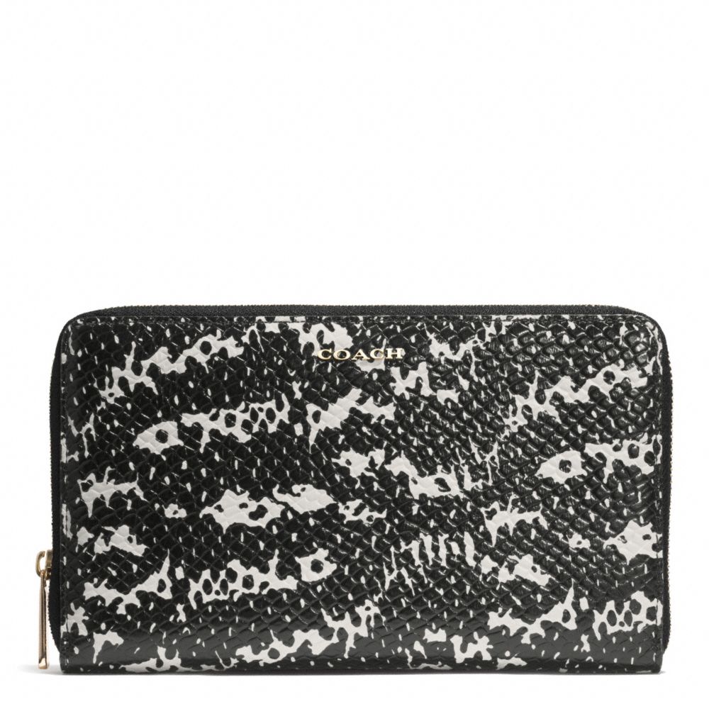 COACH MADISON TWO-TONE PYTHON CONTINENTAL ZIP WALLET - LIGHT GOLD/BLACK - f50883