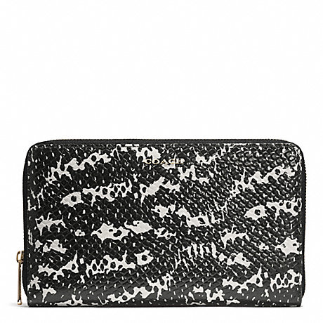 COACH F50883 MADISON TWO-TONE PYTHON CONTINENTAL ZIP WALLET LIGHT-GOLD/BLACK
