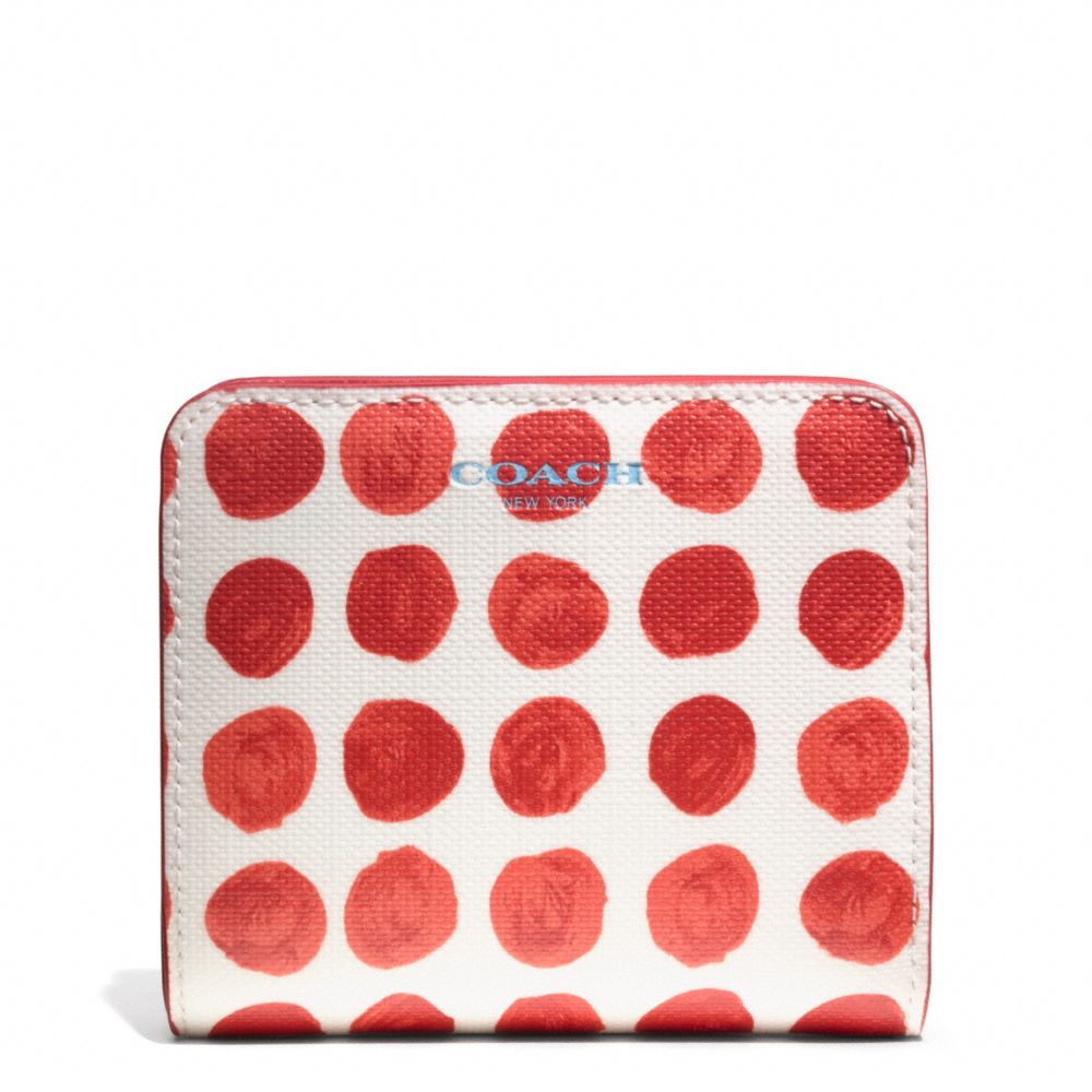 COACH f50887 BLEECKER PAINTED DOT SMALL WALLET BRASS/LOVE RED MULTICOLOR