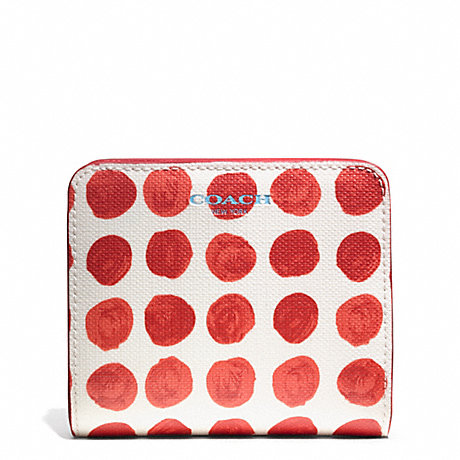 COACH f50887 BLEECKER PAINTED DOT SMALL WALLET BRASS/LOVE RED MULTICOLOR