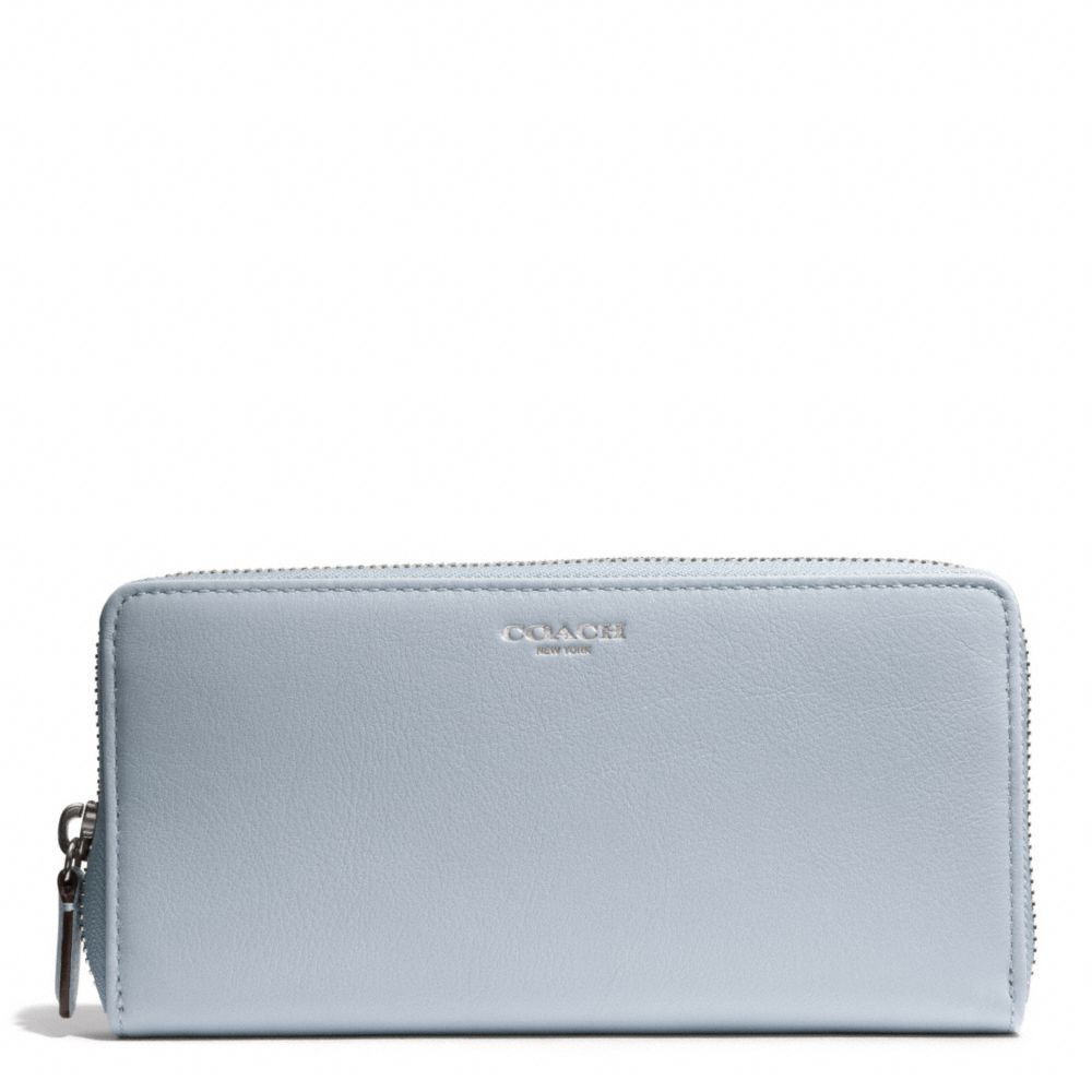 COACH F50891 Bleecker Leather Accordion Zip Wallet SILVER/POWDER BLUE