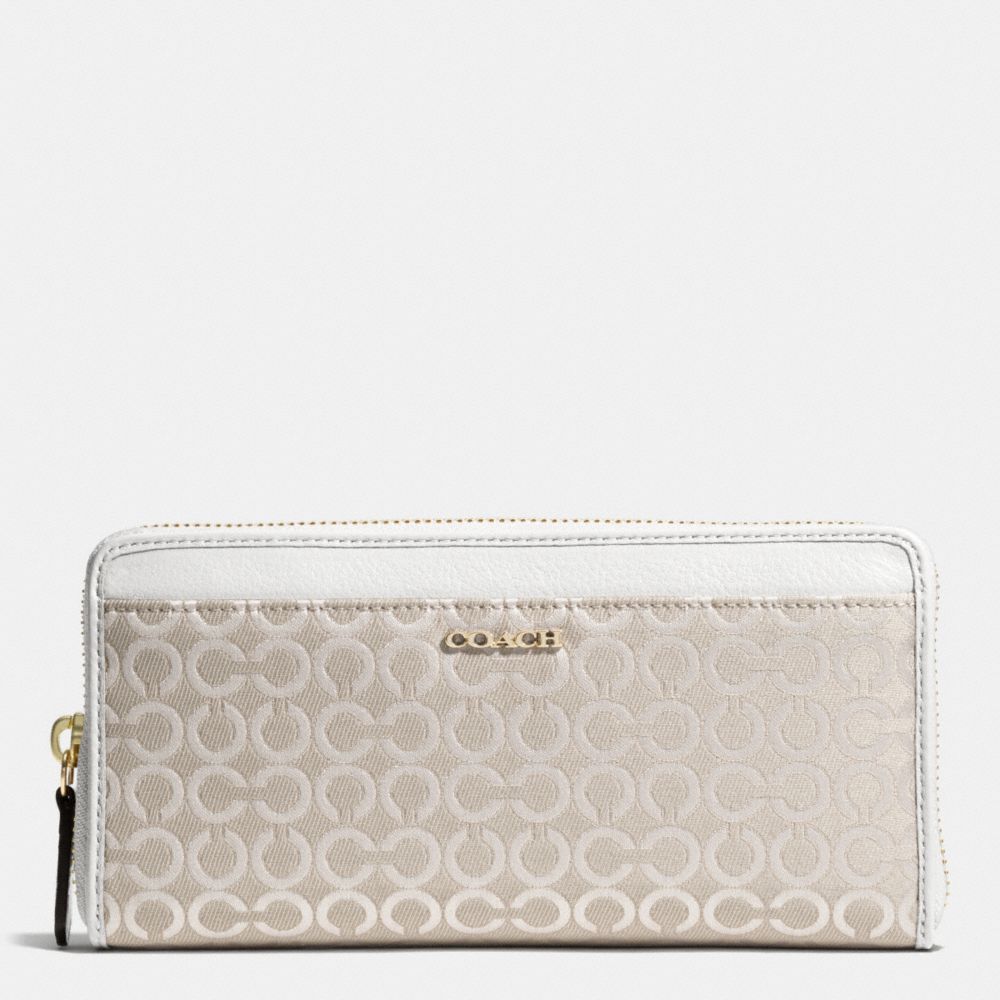 COACH F50908 Madison Accordion Zip Wallet In Op Art Pearlescent Fabric LIGHT GOLD/NEW KHAKI