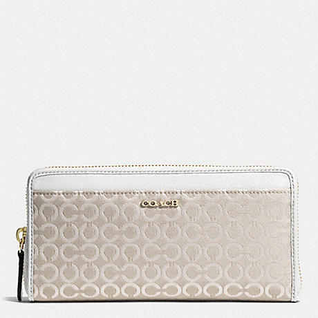 COACH MADISON ACCORDION ZIP WALLET IN OP ART PEARLESCENT FABRIC - LIGHT GOLD/NEW KHAKI - f50908