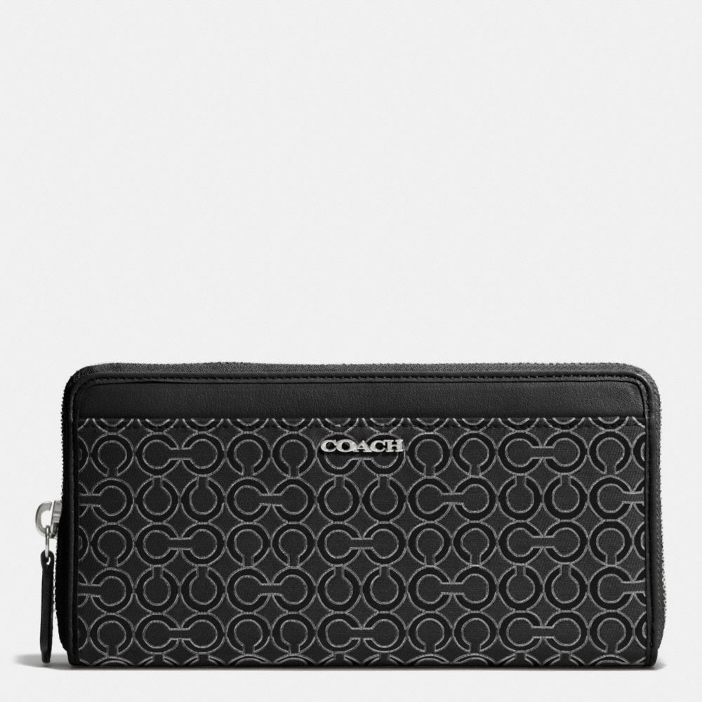 COACH F50908 Madison Op Art Pearlescent Fabric Accordion Zip Wallet  SILVER/BLACK