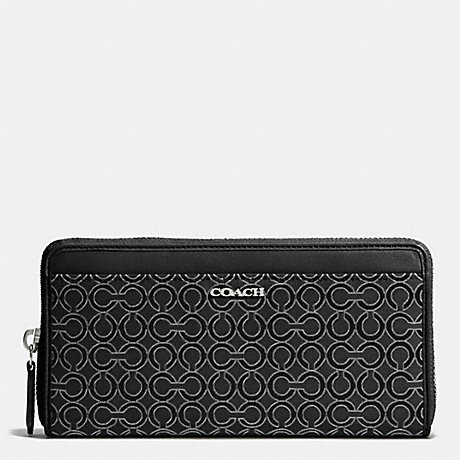 COACH f50908 MADISON OP ART PEARLESCENT FABRIC ACCORDION ZIP WALLET  SILVER/BLACK