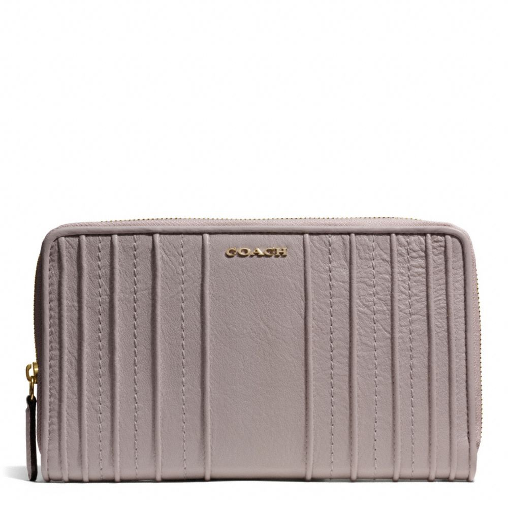 MADISON PINTUCK LEATHER CONTINENTAL ZIP WALLET - LIGHT GOLD/GREY BIRCH - COACH F50909