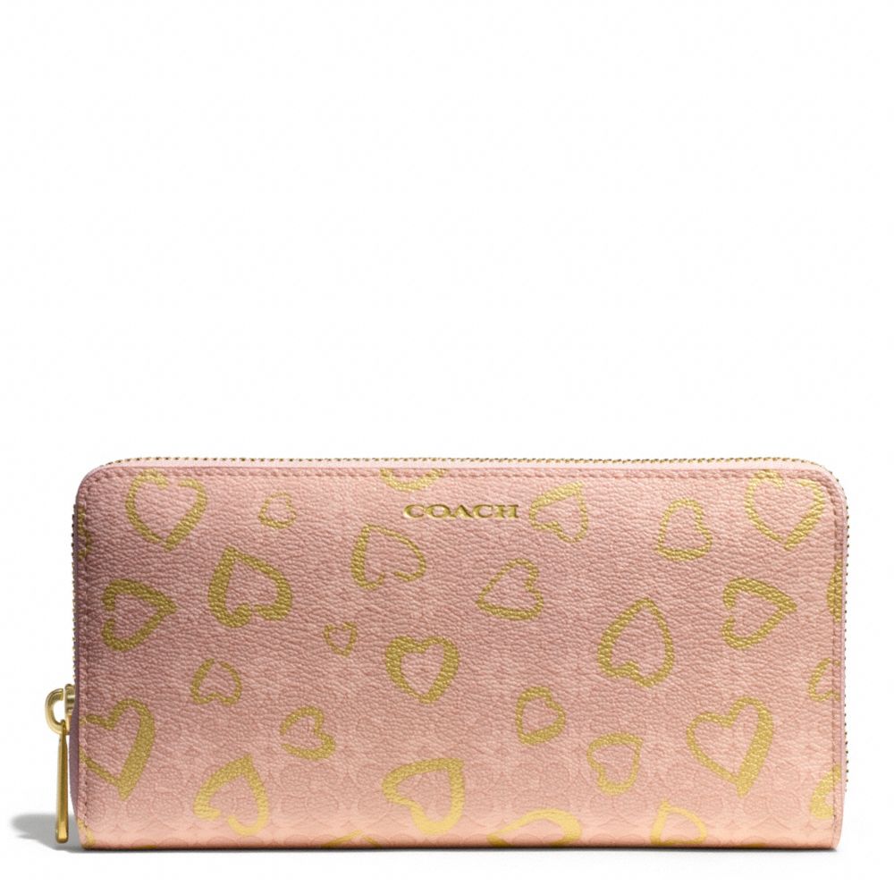 COACH F50920 WAVERLY HEART PRINT ACCORDION ZIP WALLET LIGHT-GOLD/LIGHT-GOLDGHT-PINK