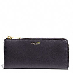 SAFFIANO LEATHER SLIM ZIP WALLET - f50923 - GOLD/ULTRA NAVY