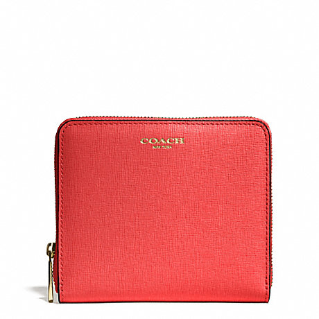COACH F50924 MEDIUM SAFFIANO LEATHER CONTINENTAL ZIP WALLET LIGHT-GOLD/LOVE-RED