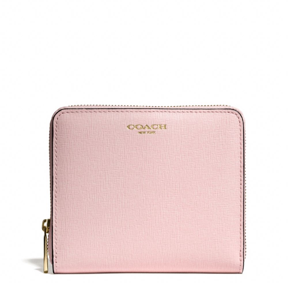 COACH F50924 MEDIUM SAFFIANO LEATHER CONTINENTAL ZIP WALLET LIGHT-GOLD/NEUTRAL-PINK