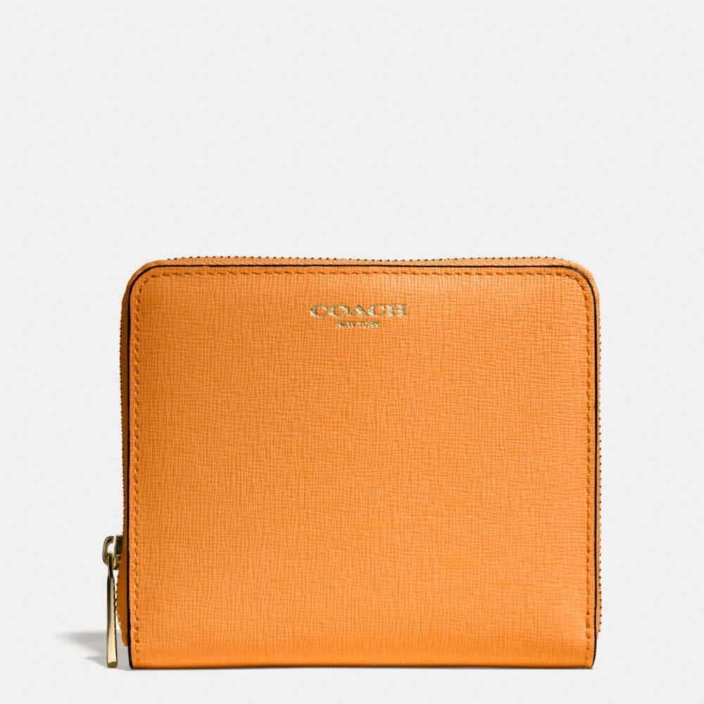 COACH f50924 MEDIUM SAFFIANO LEATHER CONTINENTAL ZIP WALLET  LIGHT GOLD/BRIGHT MANDARIN