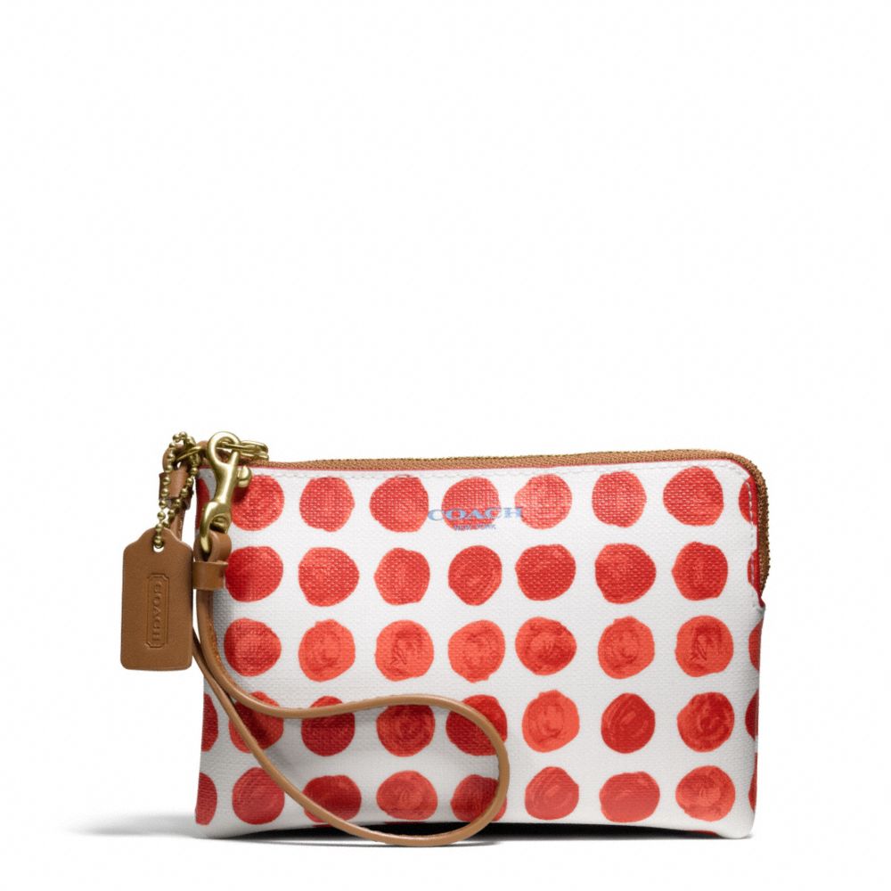 BLEECKER SMALL WRISTLET IN PAINTED DOT COATED CANVAS - BRASS/LOVE RED MULTICOLOR - COACH F50933