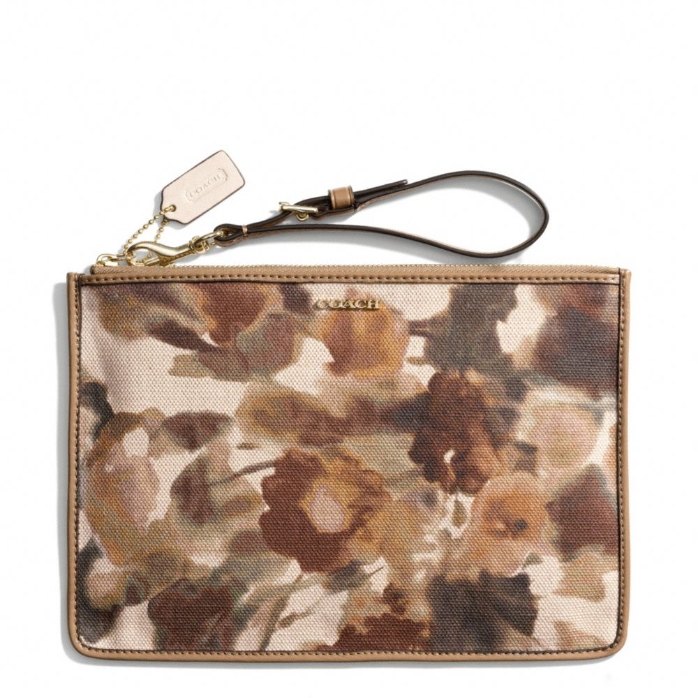 BLEECKER FLAT ZIP CASE IN CAMO PRINT CANVAS COACH F50940