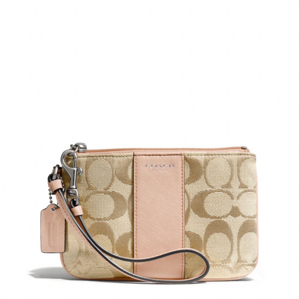 SIGNATURE SMALL WRISTLET - SILVER/LT KHAKI/PEACH ROSE - COACH F50941