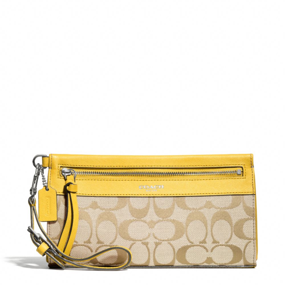 COACH SIGNATURE LARGE WRISTLET - SILVER/LIGHT GOLDGHT KHAKI/SUNGLOW - F50956