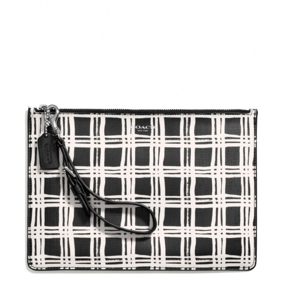 COACH BLEECKER BLACK AND WHITE PRINT COATED CANVAS FLAT ZIP CASE - ONE COLOR - F50966