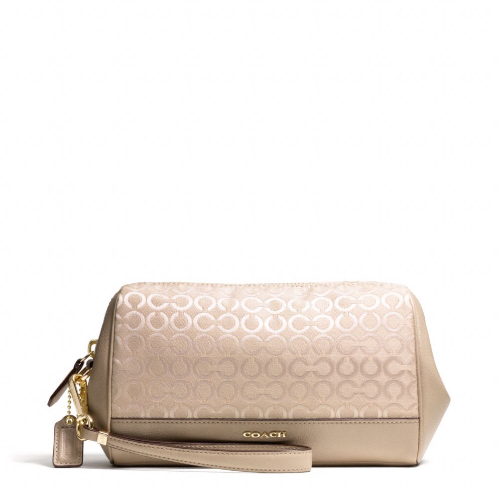 MADISON OP ART PEARLESCENT FABRIC ZIP TOP LARGE WRISTLET - LIGHT GOLD/PEACH ROSE - COACH F50983