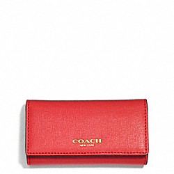 COACH F51001 - SAFFIANO LEATHER 4 RING KEY CASE LIGHT GOLD/LOVE RED