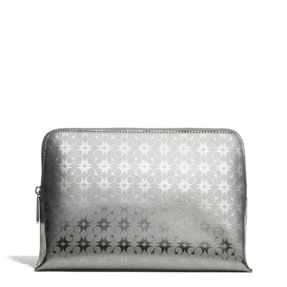 COACH F51006 Waverly Signature Embossed Coated Canvas Cosmetic Case SILVER/SILVER