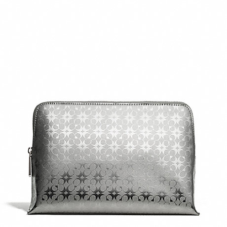 COACH WAVERLY SIGNATURE EMBOSSED COATED CANVAS COSMETIC CASE - SILVER/SILVER - f51006