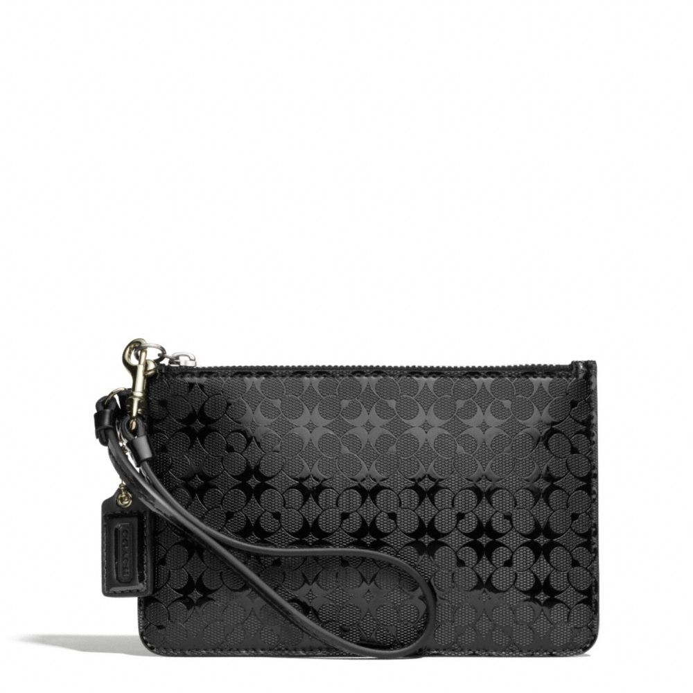 COACH F51007 WAVERLY SIGNATURE EMBOSSED COATED CANVAS SMALL WRISTLET SILVER/BLACK