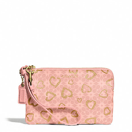 COACH WAVERLY  COATED CANVAS HEARTS SMALL WRISTLET - LIGHT GOLD/LIGHT GOLDGHT PINK - f51032