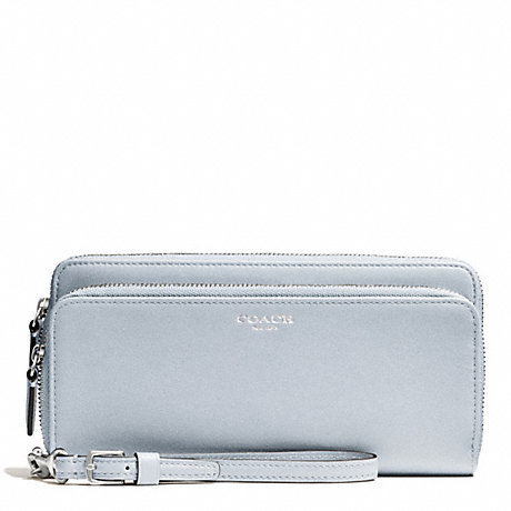 COACH BLEECKER LEATHER DOUBLE ACCORDION ZIP WALLET - SILVER/POWDER BLUE - f51043