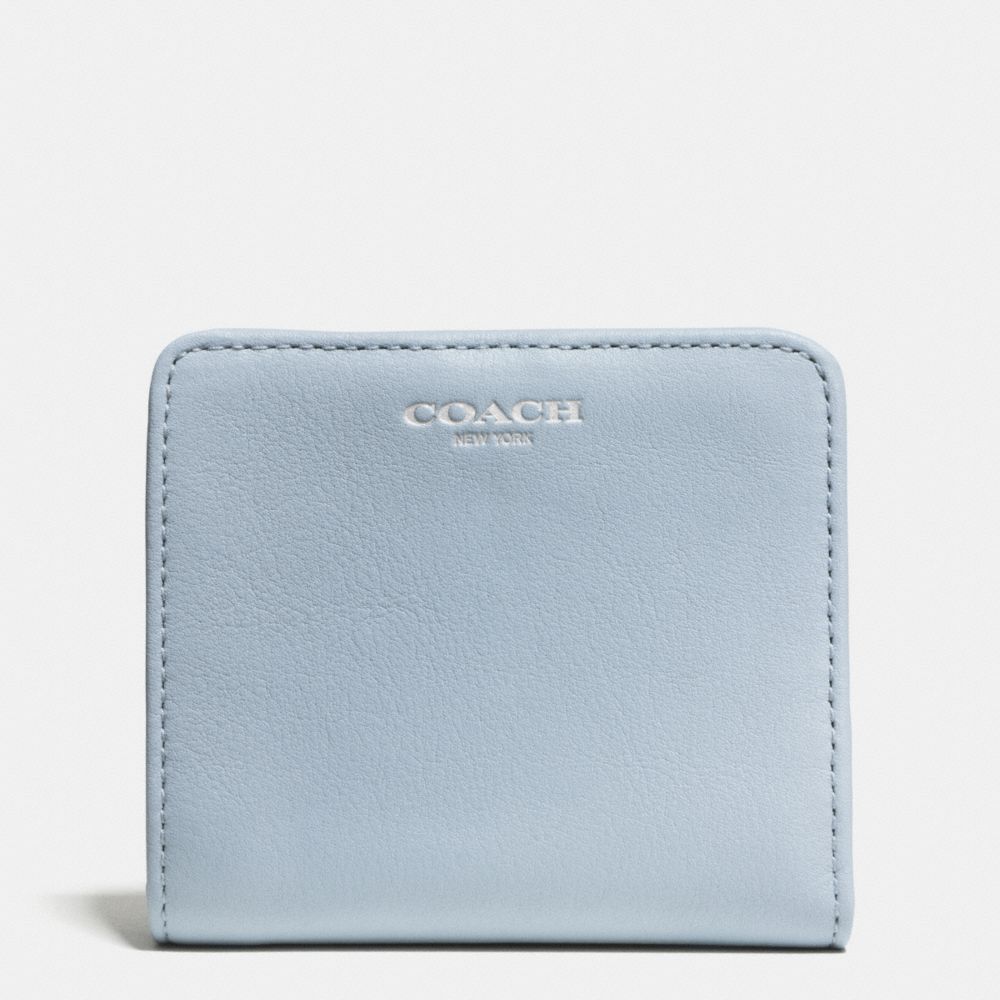 COACH BLEECKER SMALL WALLET IN LEATHER -  SILVER/POWDER BLUE - f51045