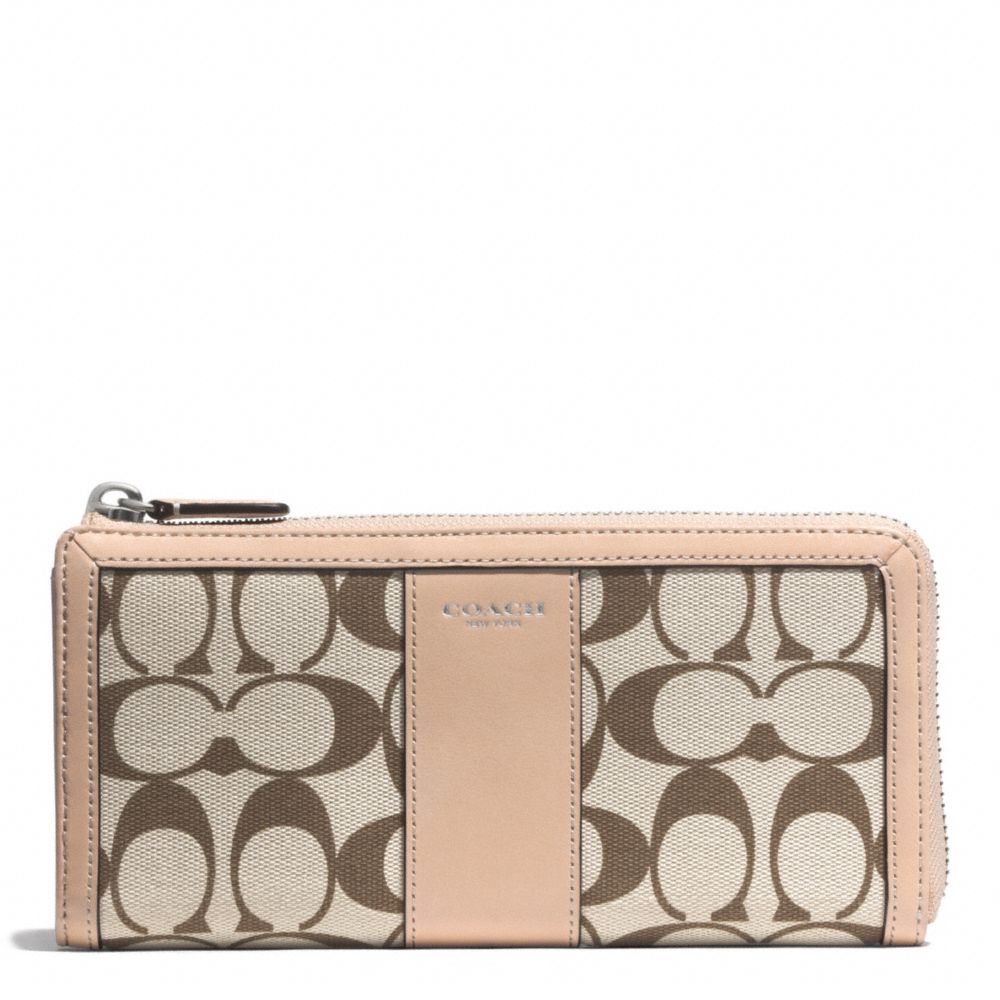 SLIM ZIP WALLET IN PRINTED SIGNATURE - SILVER/LT KHA MADEIRA/VCH - COACH F51053