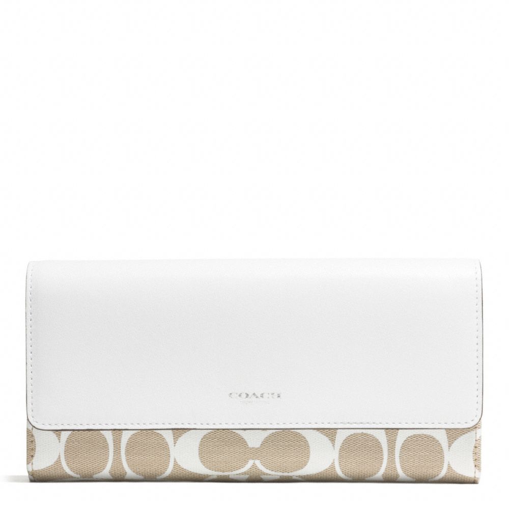 COACH PRINTED SIGNATURE SLIM ENVELOPE WALLET - SILVER/IVORY NEW KHAKI/WHITE - f51057