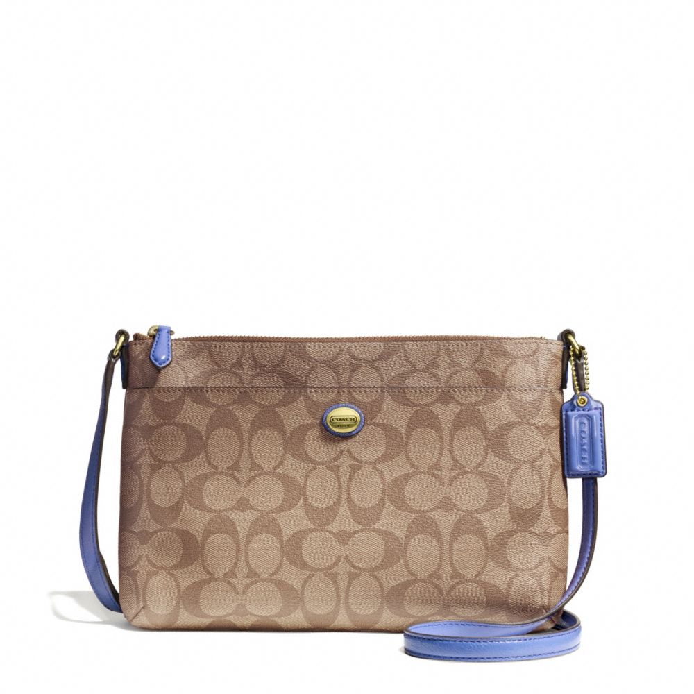 COACH F51065 - PEYTON EAST/WEST SWINGPACK IN SIGNATURE FABRIC BRASS/KHAKI/PORCELAIN BLUE