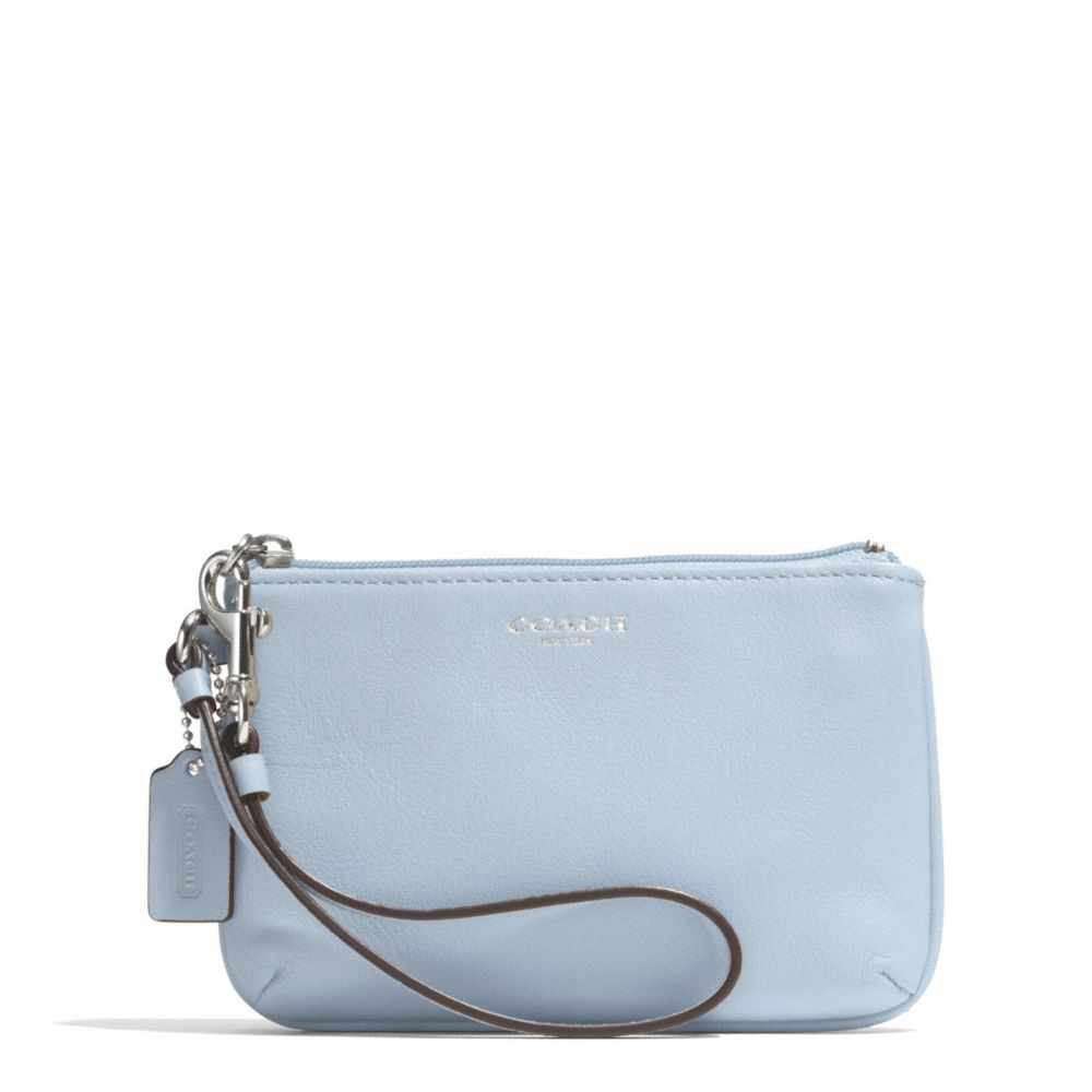 COACH F51084 BLEECKER LEATHER SMALL WRISTLET SILVER/POWDER-BLUE