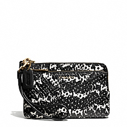 COACH F51095 - MADISON TWO TONE PYTHON EMBOSSED LEATHER DOUBLE ZIP WRISTLET LIGHT GOLD/BLACK
