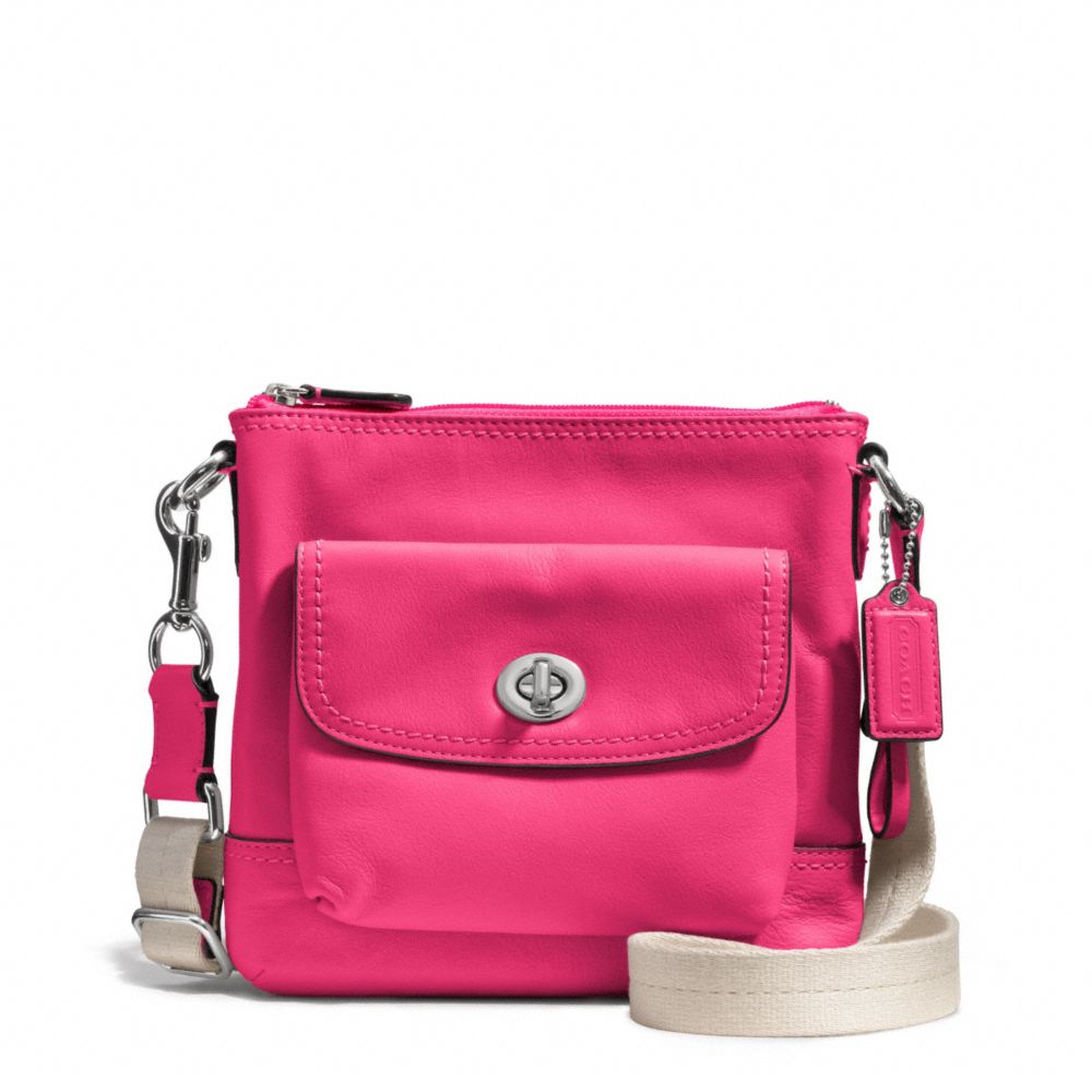 CAMPBELL LEATHER SWINGPACK - f51107 - SILVER/POMEGRANATE