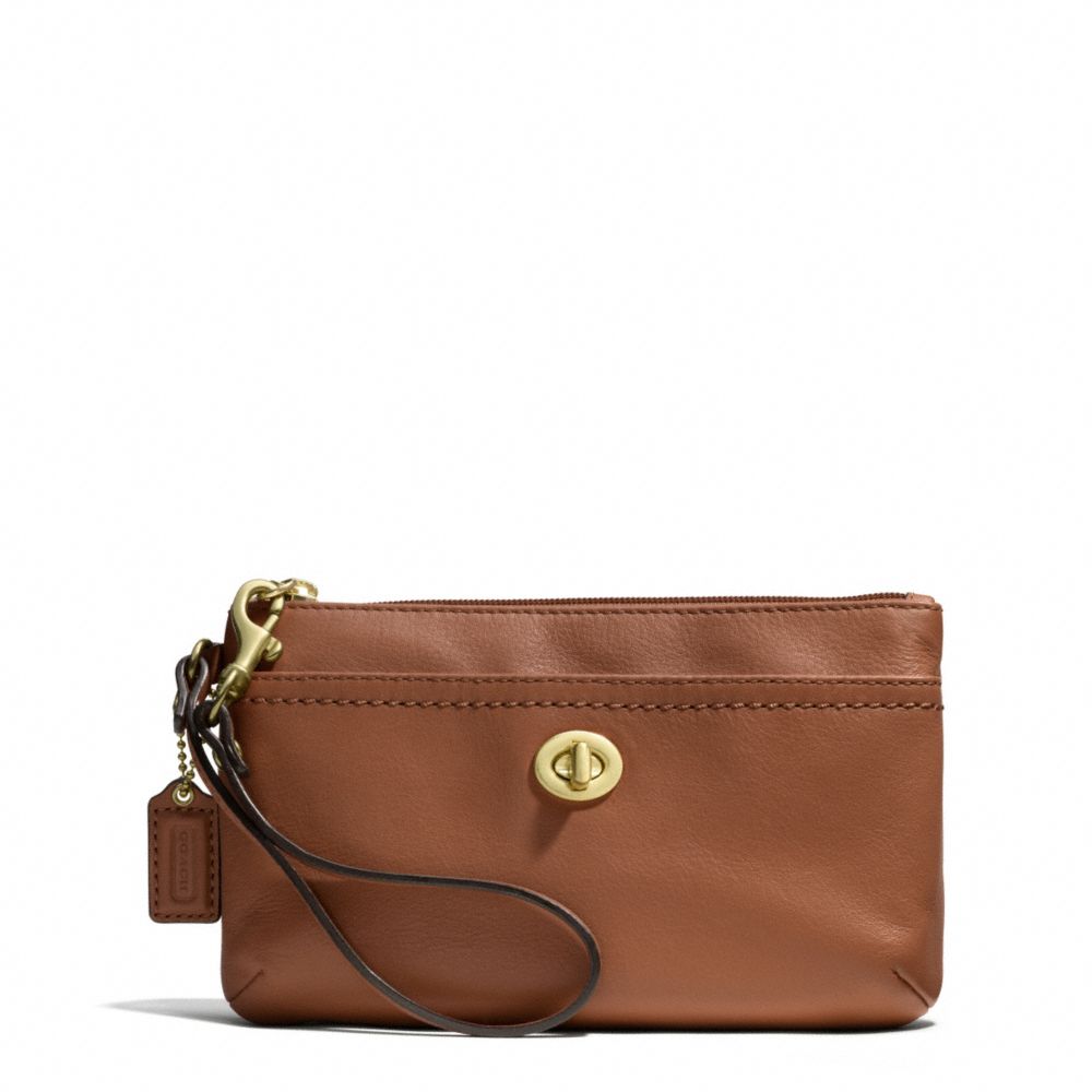 CAMPBELL LEATHER MEDIUM WRISTLET - f51110 - BRASS/SADDLE