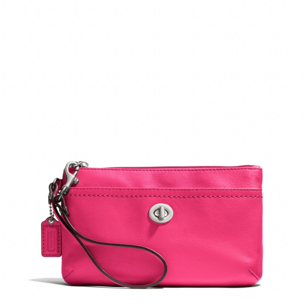 CAMPBELL LEATHER MEDIUM WRISTLET - f51110 - SILVER/POMEGRANATE