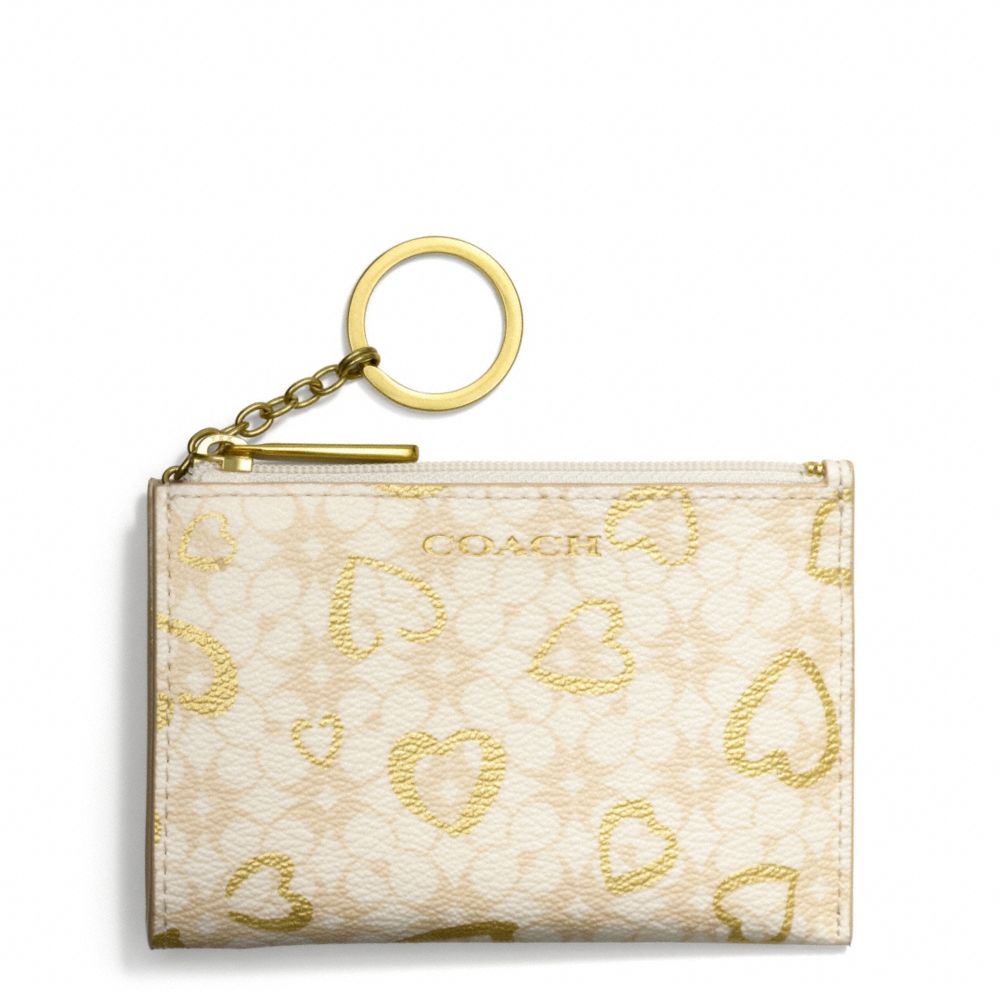 WAVERLY HEART PRINT COATED CANVAS MINI SKINNY - IVORY/LIGHT KHAKI/GOLD - COACH F51132