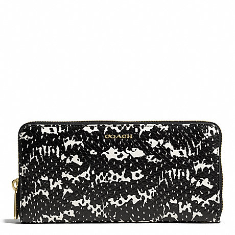 COACH f51134 MADISON TWO-TONE PYTHON EMBOSSED LEATHER ACCORDION ZIP WALLET LIGHT GOLD/BLACK