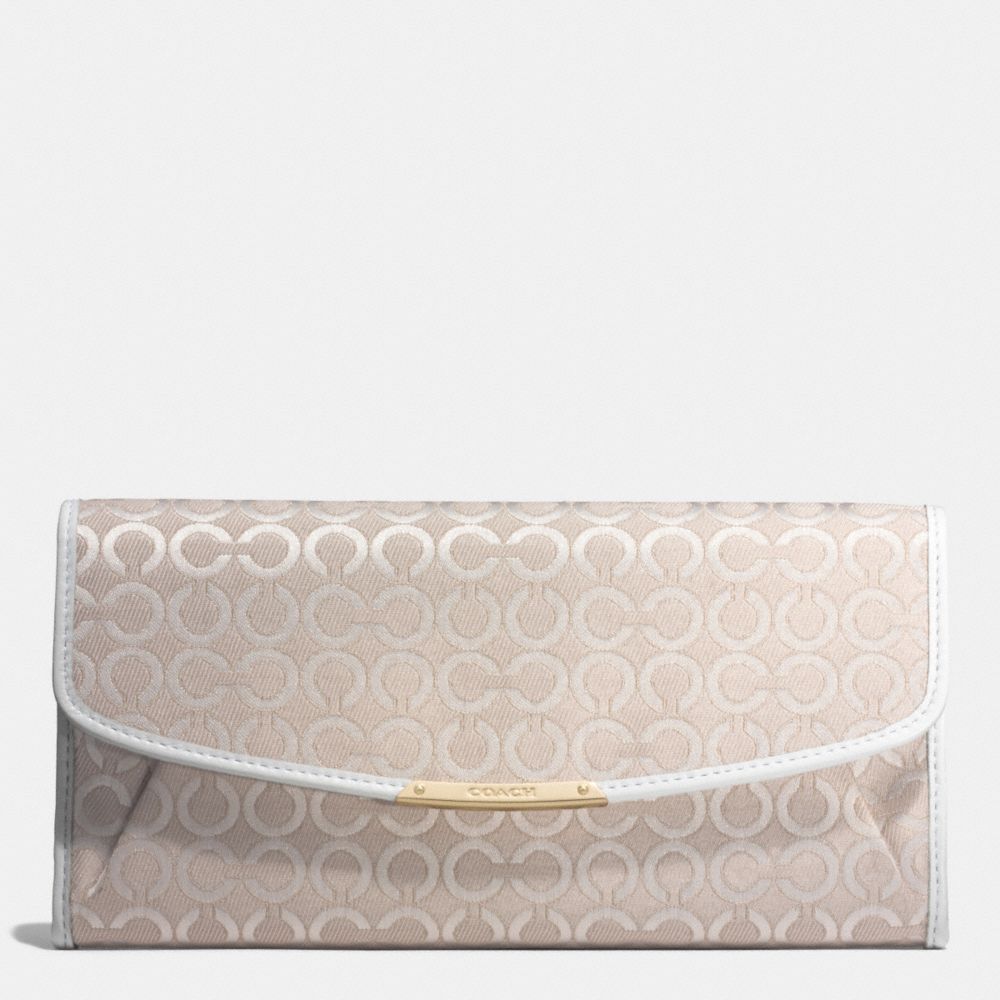 COACH F51135 MADISON SLIM ENVELOPE WALLET IN PEARLESCENT OP ART FABRIC LIGHT-GOLD/NEW-KHAKI
