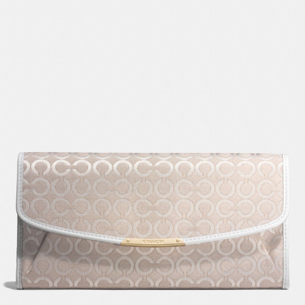 MADISON SLIM ENVELOPE WALLET IN PEARLESCENT OP ART FABRIC - f51135 - LIGHT GOLD/NEW KHAKI