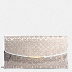 COACH F51135 Madison Slim Envelope Wallet In Pearlescent Op Art Fabric LIGHT GOLD/NEW KHAKI