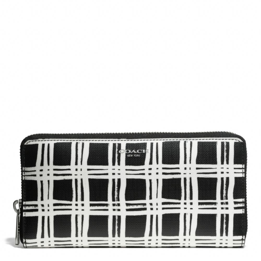 COACH BLEECKER BLACK AND WHITE PRINT COATED CANVAS ACCORDION ZIP WALLET -  - f51139